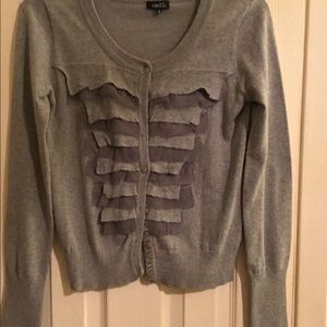 Ruffled front button up/down cardigan